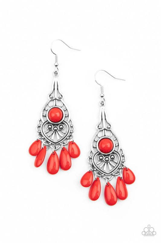 ​Fruity Tropics - Red - Paparazzi Earring Image