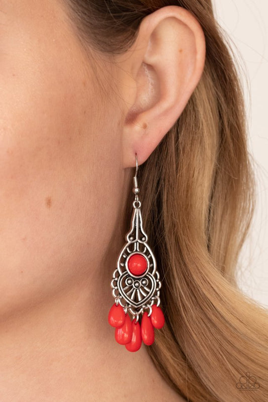 ​Fruity Tropics - Red - Paparazzi Earring Image