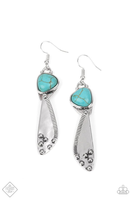 Going-Green Goddess - Blue - Paparazzi Earring Image