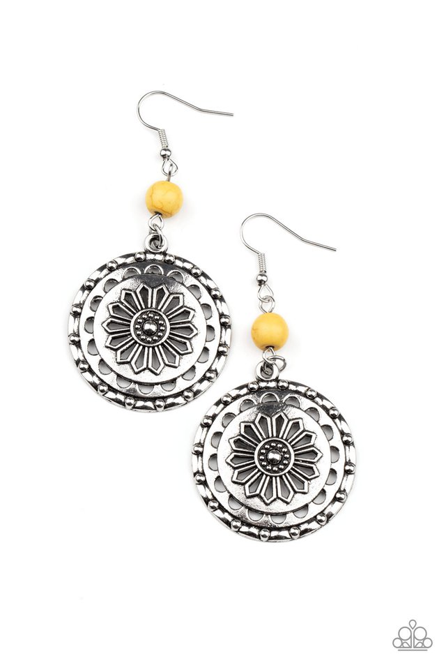 Flowering Frontiers ​ - Yellow - Paparazzi Earring Image