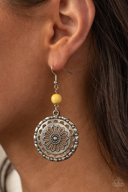 Flowering Frontiers ​ - Yellow - Paparazzi Earring Image