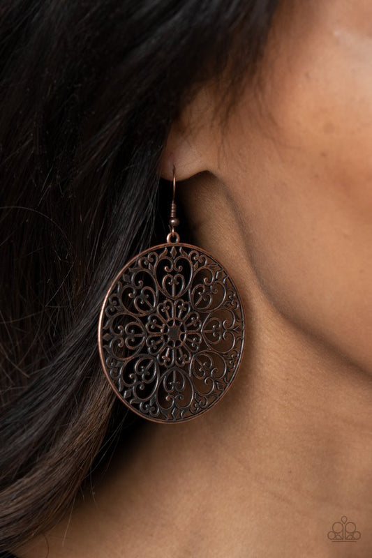 Make A MANDALA Out Of You - Copper - Paparazzi Earring Image