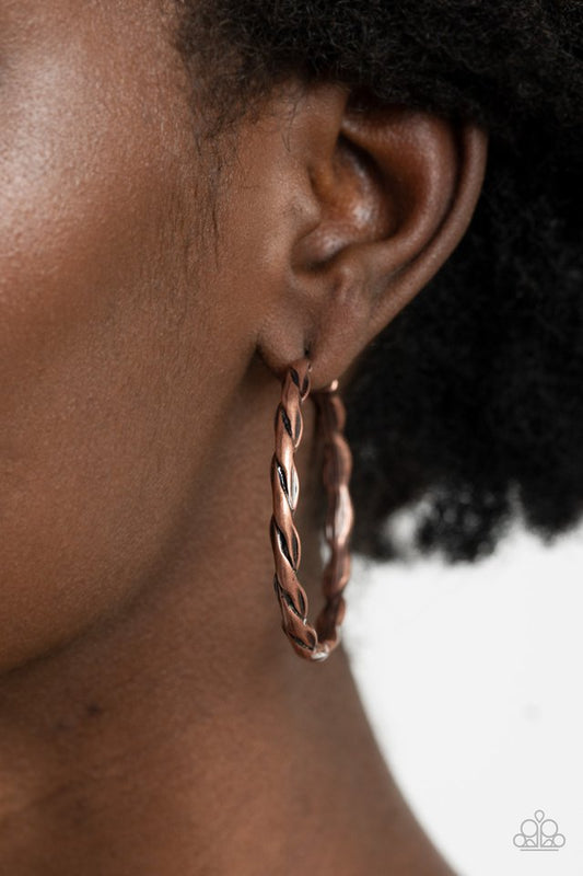 ​Dont Get It Twisted - Copper - Paparazzi Earring Image