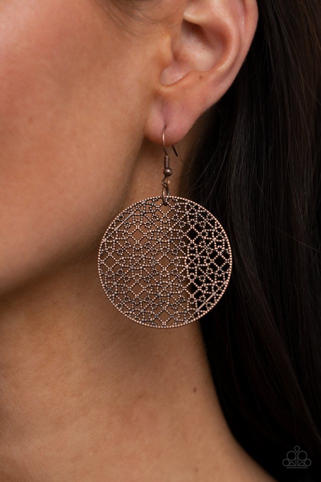 Metallic Mosaic - Copper - Paparazzi Earring Image