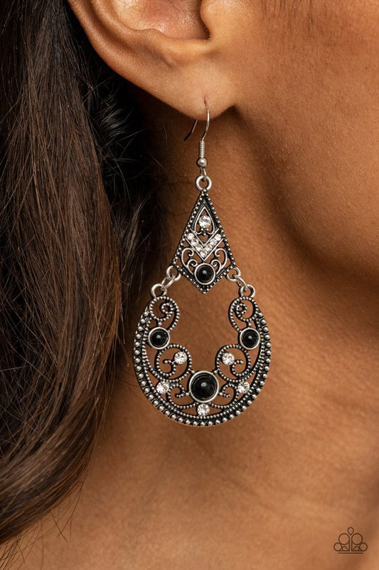 Bohemian Ball - Black - Paparazzi Earring Image