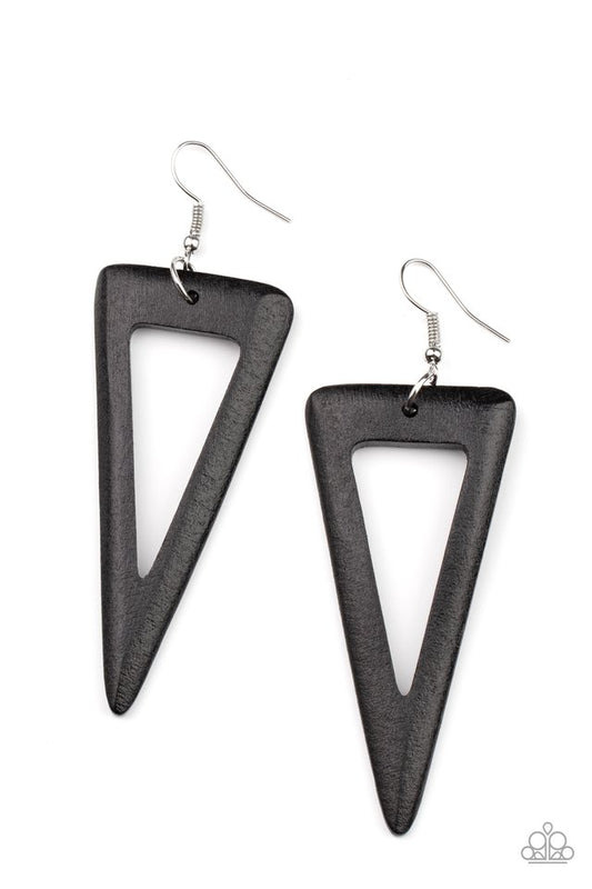 ​Bermuda Backpacker - Black - Paparazzi Earring Image