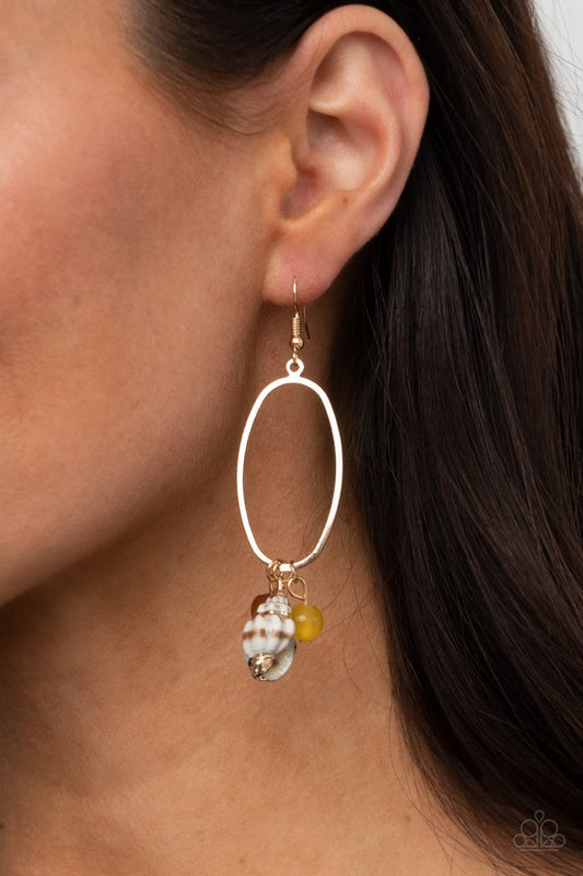 ​Golden Grotto - Yellow - Paparazzi Earring Image