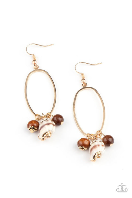 ​Golden Grotto - Brown - Paparazzi Earring Image
