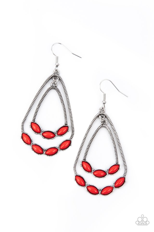 ​Summer Staycation - Red - Paparazzi Earring Image