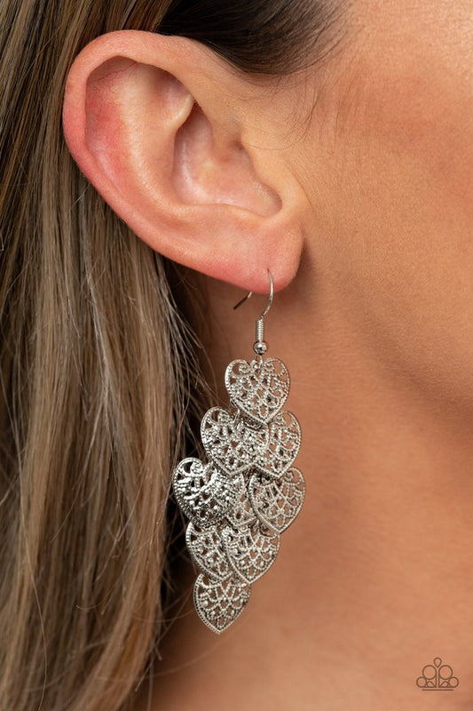 Shimmery Soulmates - Silver - Paparazzi Earring Image