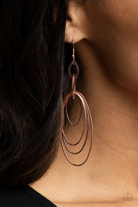 OVAL The Moon - Copper - Paparazzi Earring Image