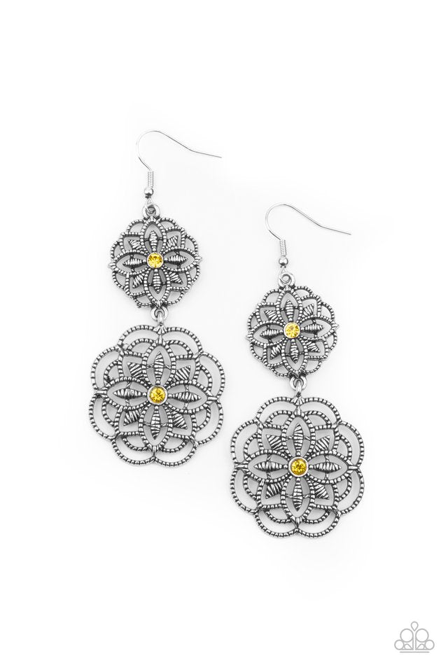 Mandala Mecca - Yellow - Paparazzi Earring Image