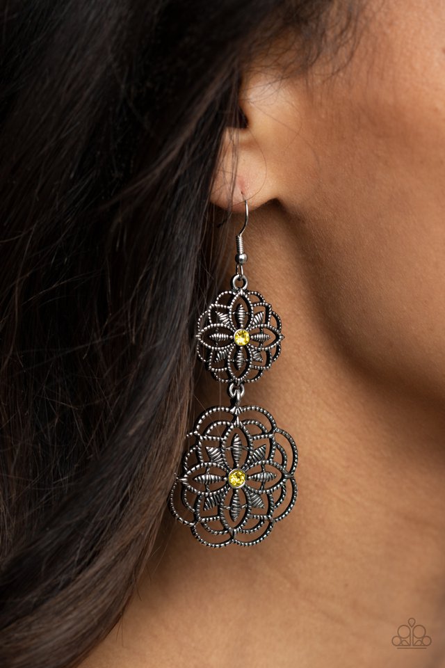 Mandala Mecca - Yellow - Paparazzi Earring Image