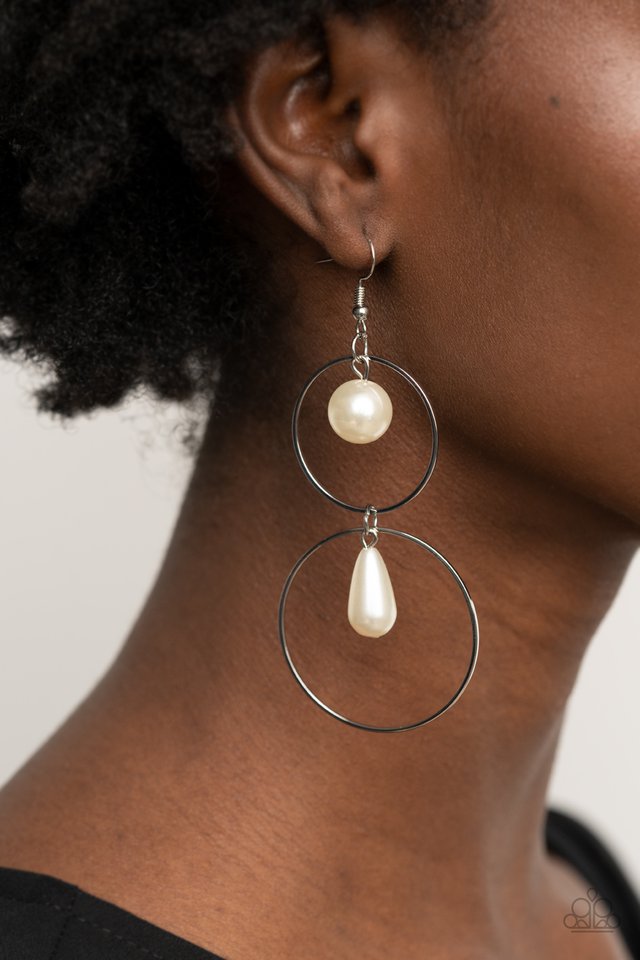 ​Cultured in Couture - White - Paparazzi Earring Image