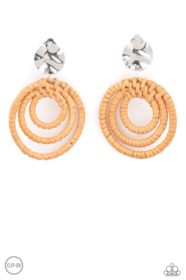 Whimsically Wicker - Brown - Paparazzi Earring Image