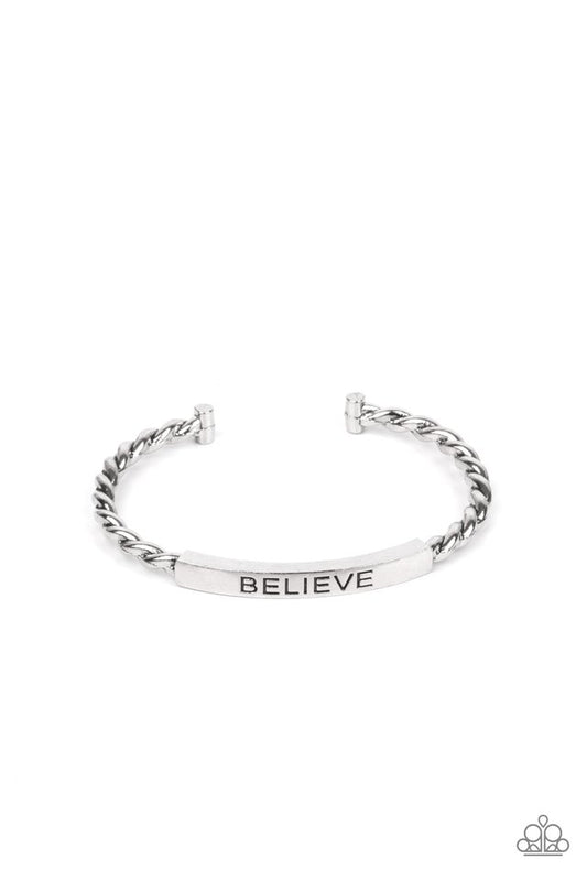 Keep Calm and Believe - Silver - Paparazzi Bracelet Image