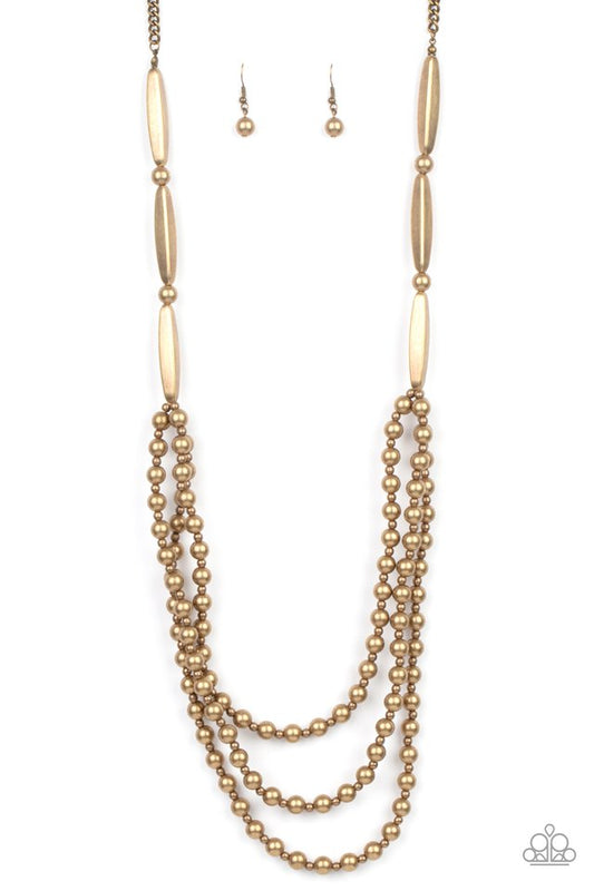 ​Beaded Beacon - Brass - Paparazzi Necklace Image