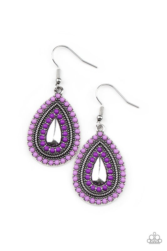 Beaded Bonanza - Purple - Paparazzi Earring Image