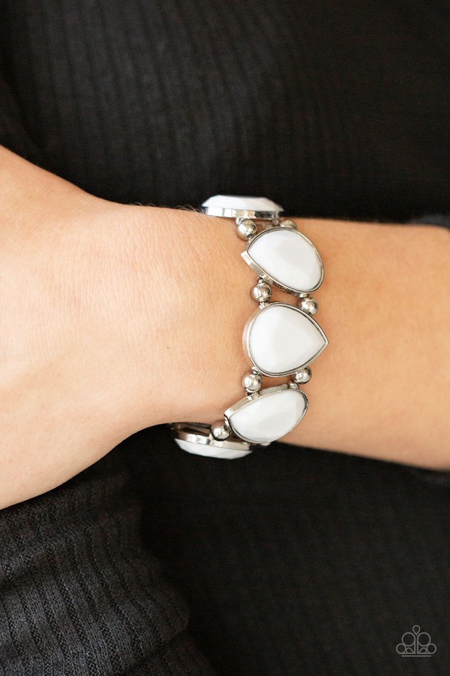 ​Flamboyant Tease - White - Paparazzi Bracelet Image