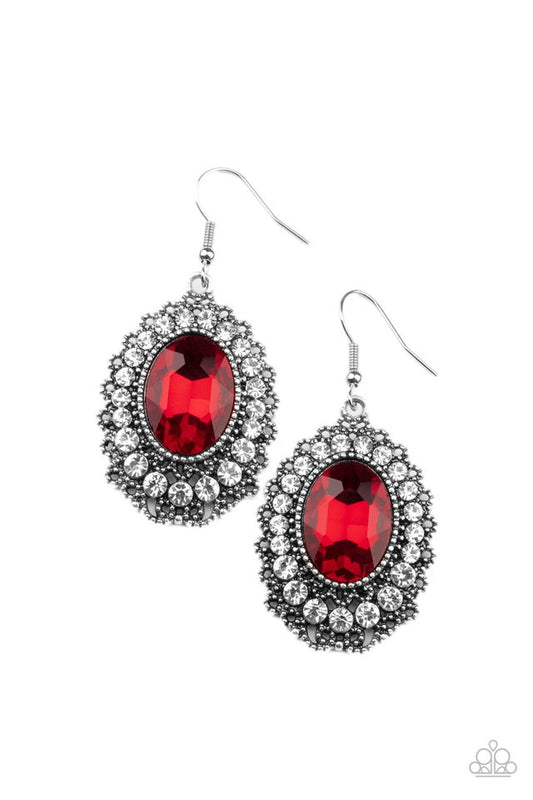 Glacial Gardens - Red - Paparazzi Earring Image