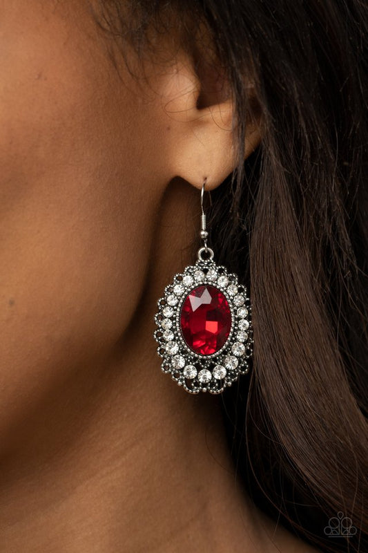 Glacial Gardens - Red - Paparazzi Earring Image