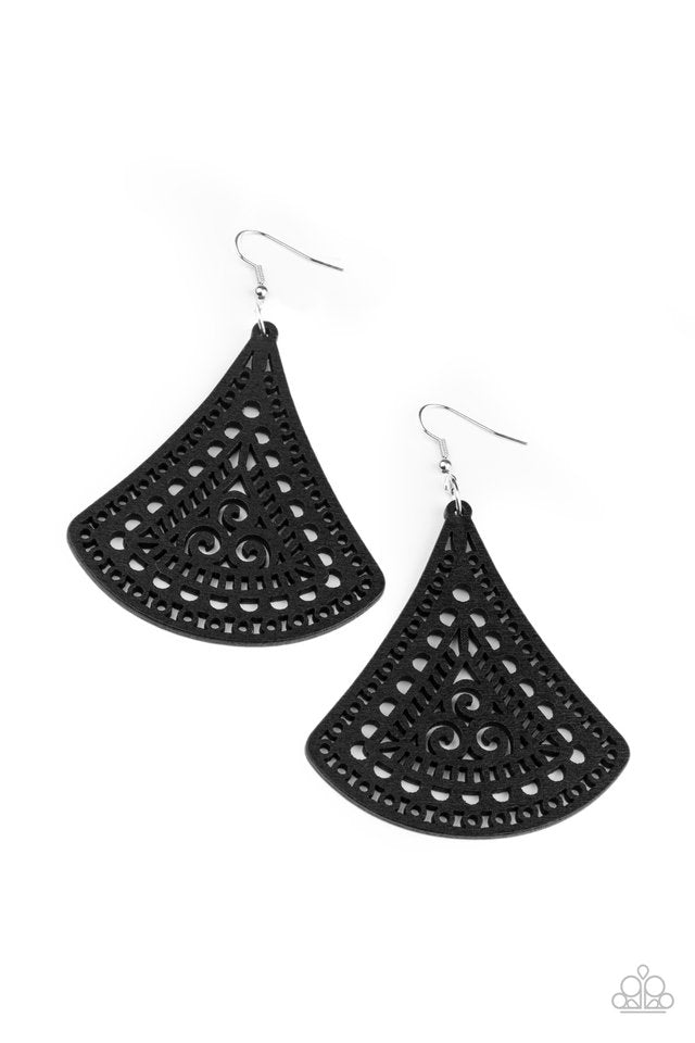 ​FAN to FAN - Black - Paparazzi Earring Image