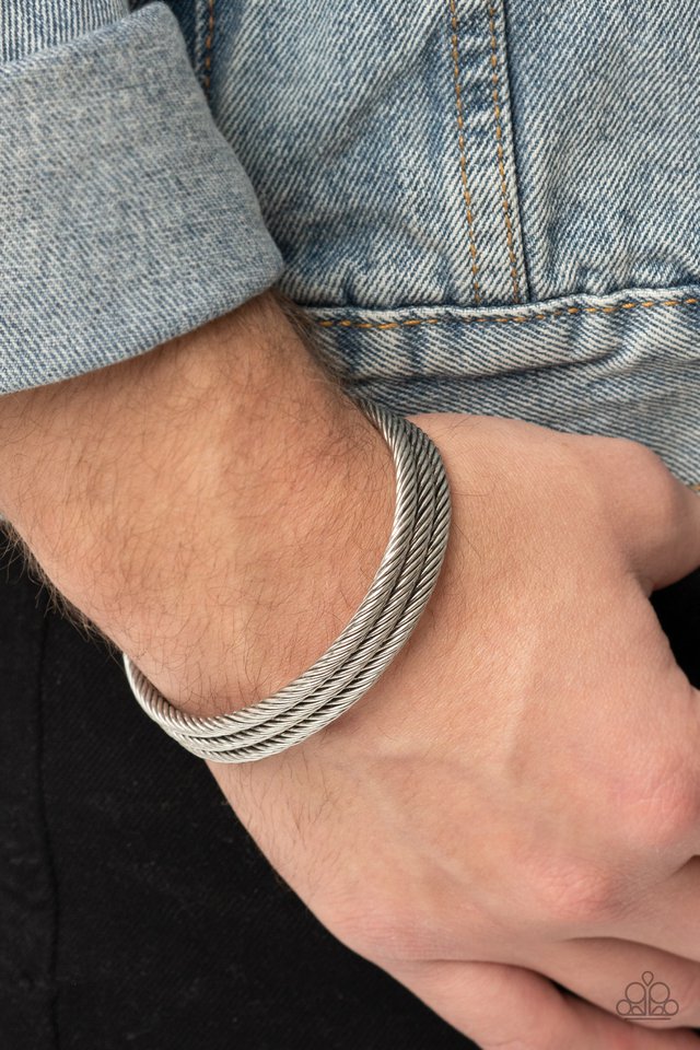 ​Armored Cable - Silver - Paparazzi Bracelet Image