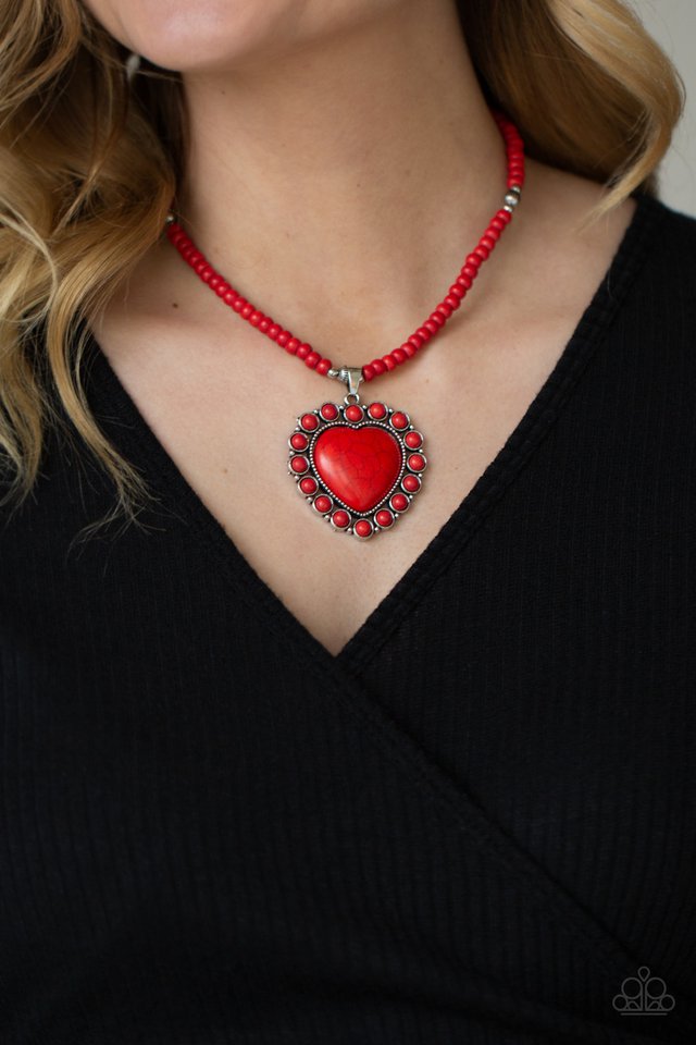 ​A Heart Of Stone - Red - Paparazzi Necklace Image