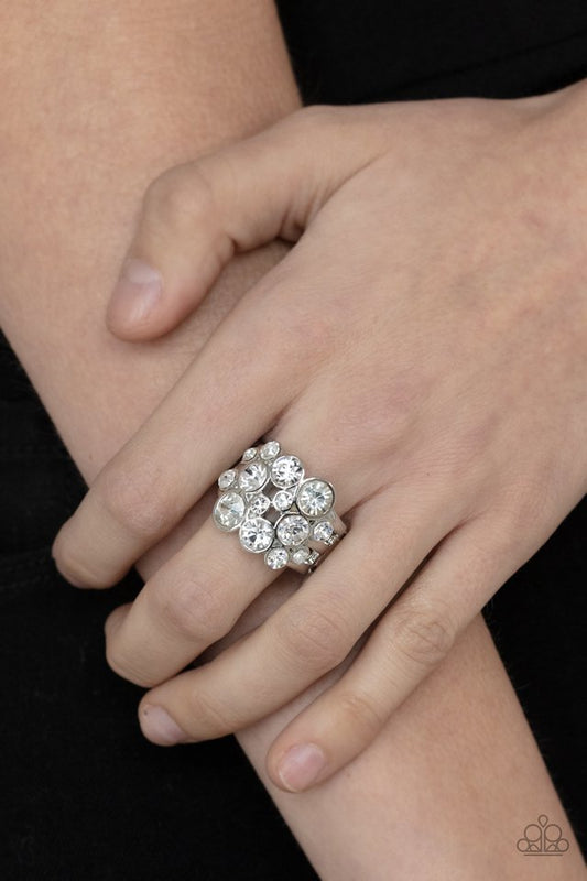 Bubbling Bravado - White - Paparazzi Ring Image