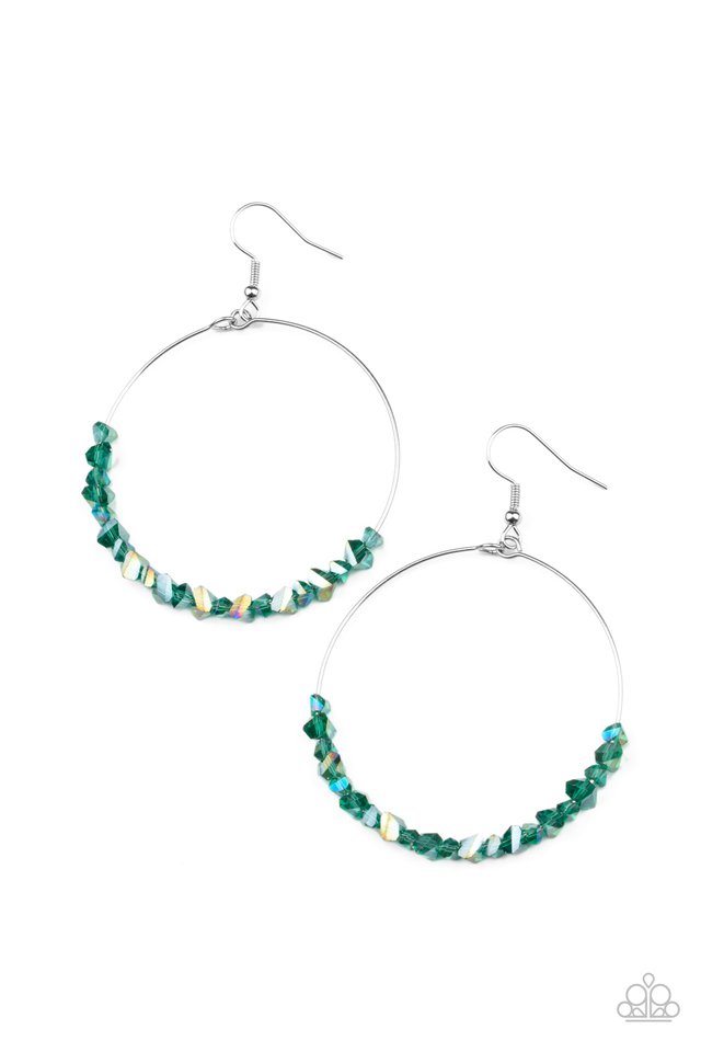 Glimmering Go-Getter - Green - Paparazzi Earring Image