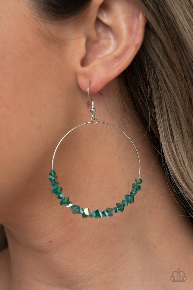 Glimmering Go-Getter - Green - Paparazzi Earring Image