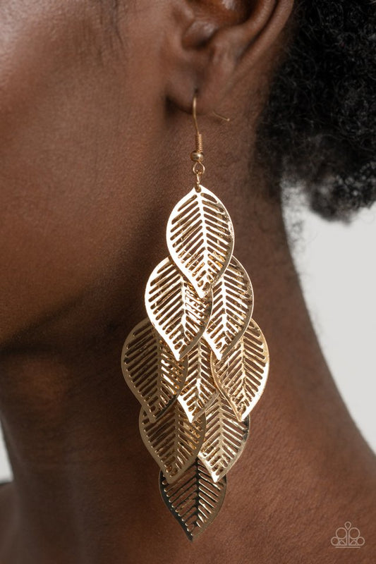 ​Limitlessly Leafy - Gold - Paparazzi Earring Image