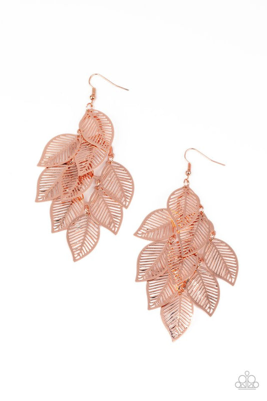 Limitlessly Leafy - Copper - Paparazzi Earring Image