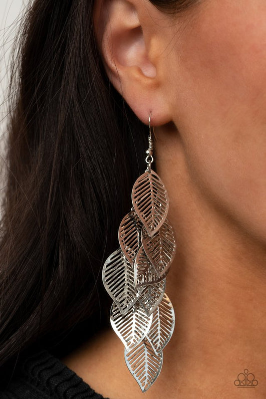 ​Limitlessly Leafy - Silver - Paparazzi Earring Image