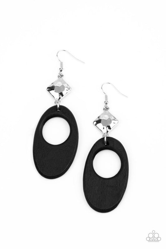 Retro Reveal - Black - Paparazzi Earring Image