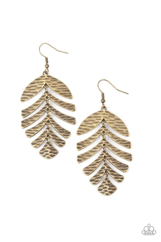 Palm Lagoon - Brass - Paparazzi Earring Image