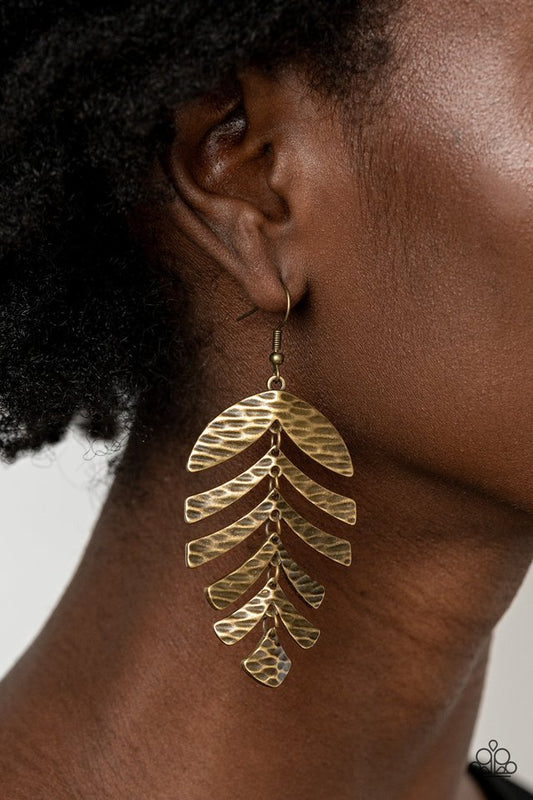 Palm Lagoon - Brass - Paparazzi Earring Image