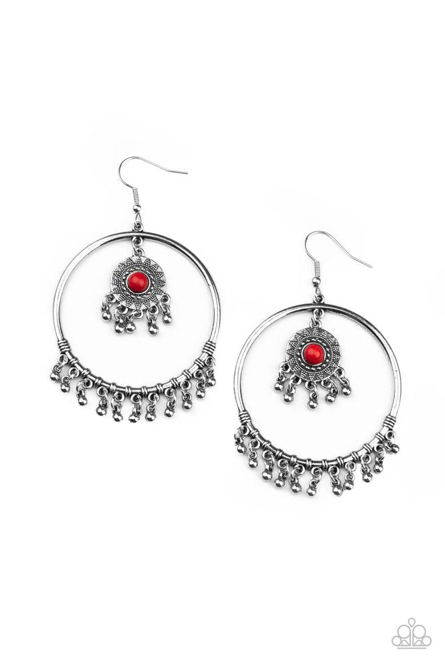 ​Sunny Equinox - Red - Paparazzi Earring Image