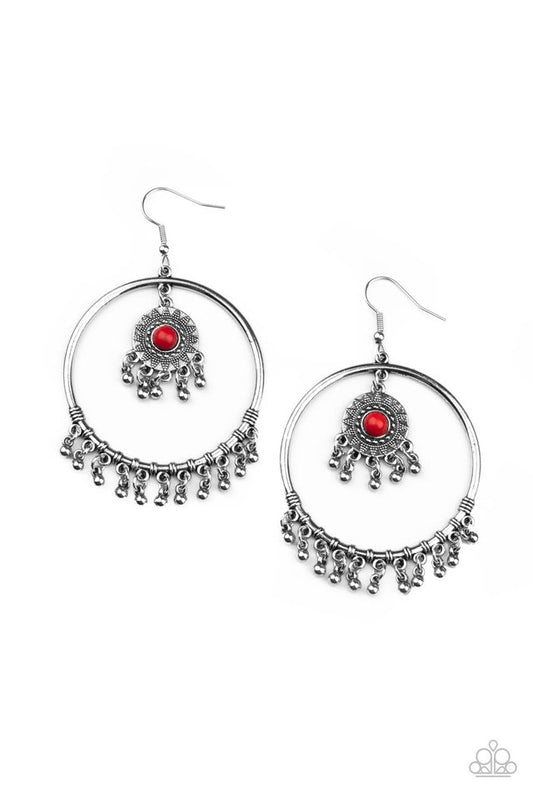 ​Sunny Equinox - Red - Paparazzi Earring Image