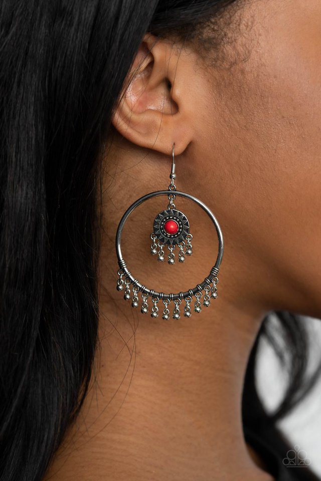 ​Sunny Equinox - Red - Paparazzi Earring Image