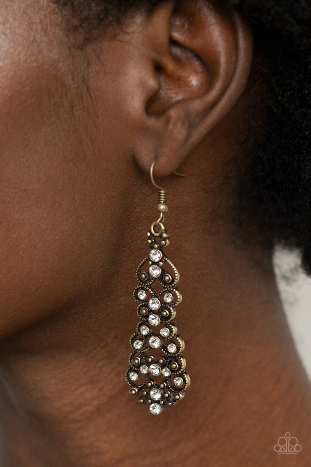 ​Diva Decorum - Brass - Paparazzi Earring Image