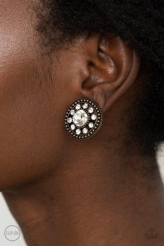 ​Dazzling Definition - Brass - Paparazzi Earring Image