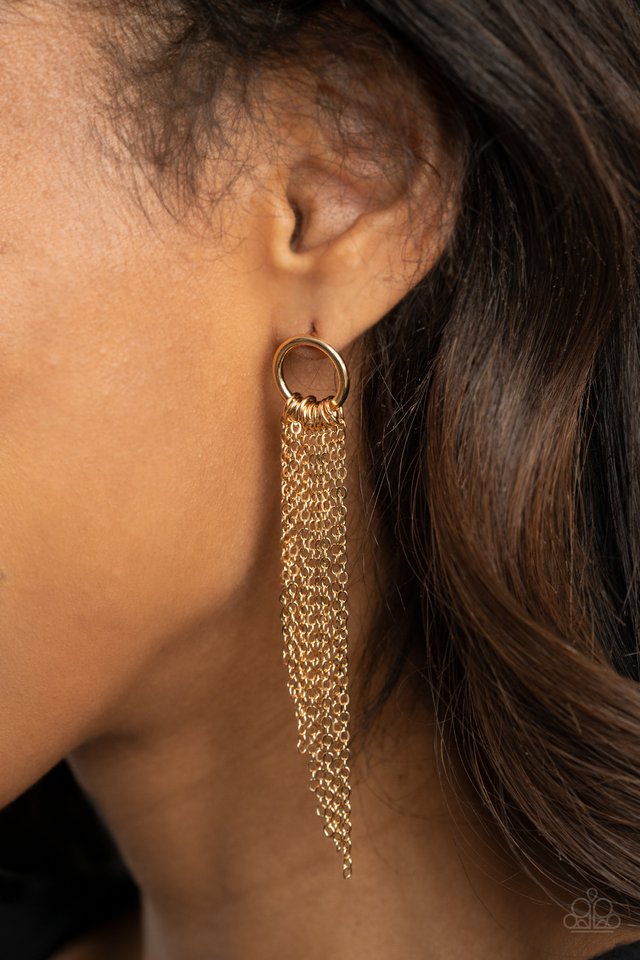 Divinely Dipping - Gold - Paparazzi Earring Image