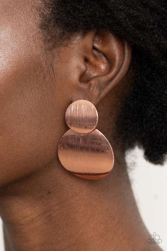 Here Today, GONG Tomorrow - Copper - Paparazzi Earring Image