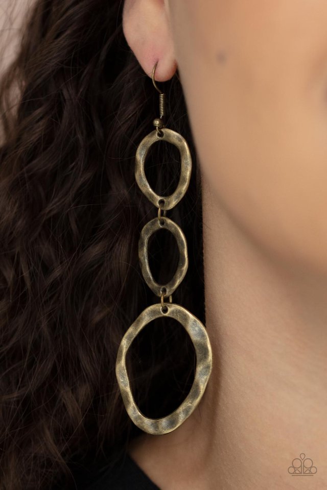 So OVAL It! - Brass - Paparazzi Earring Image