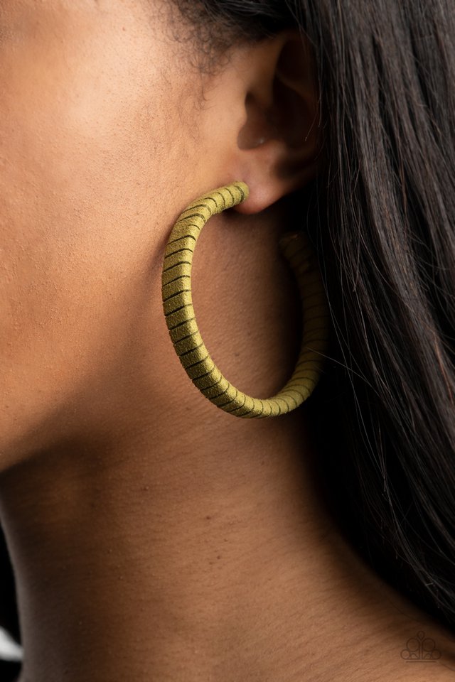 Suede Parade - Green - Paparazzi Earring Image