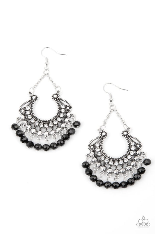 ​GLOW Down In Flames - Black - Paparazzi Earring Image