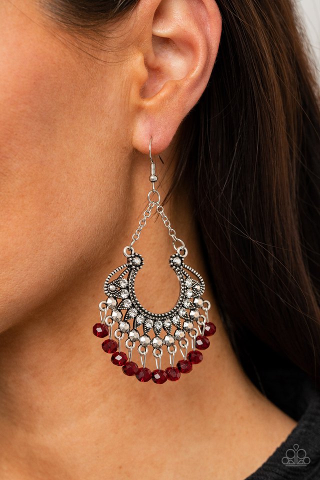 ​GLOW Down In Flames - Red - Paparazzi Earring Image