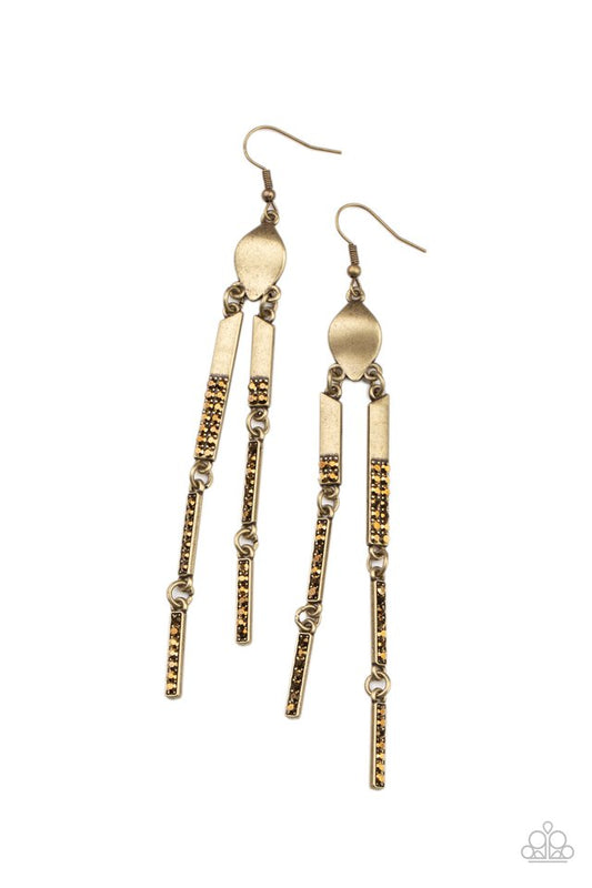 Defined Dazzle - Brass - Paparazzi Earring Image