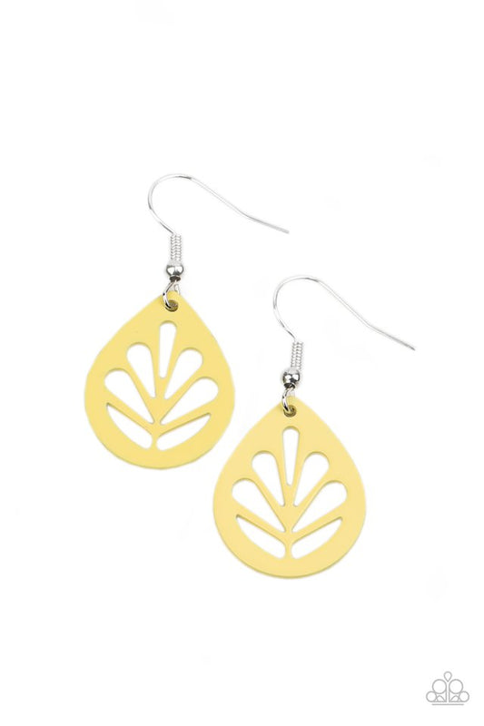 LEAF Yourself Wide Open - Yellow - Paparazzi Earring Image